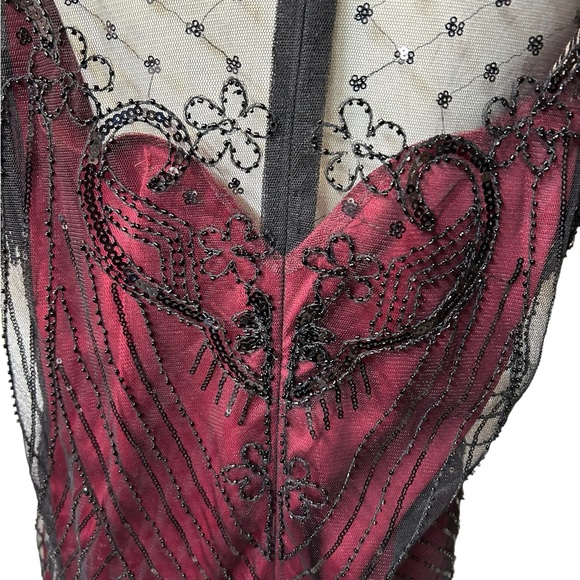 MISSCHEN 1920s plus size 3XL Sequin Gatsby Dress with Sleeve red/black w fringe - Picture 5 of 6